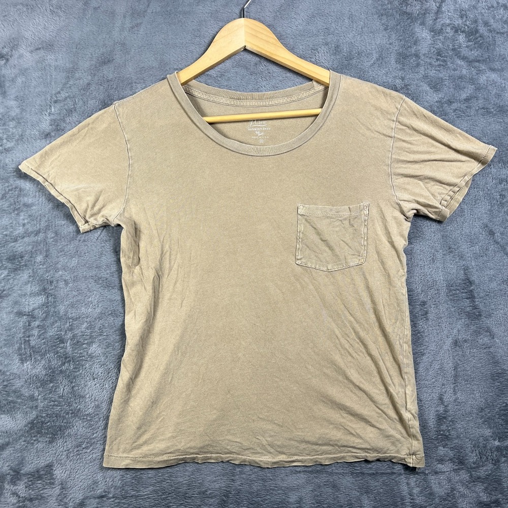 Vintage J.Crew Knit Goods Shirt Womens XS Beige Round Neck Short Sleeve Pullover